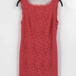 EUC Adrianna Papell Coral Lace Women's Sleeveless Scoop Neck Midi Sheath Dress